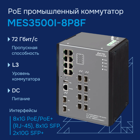 Промышленный коммутатор MES3500I-8P8F Eltex СГЭП фото большое 1