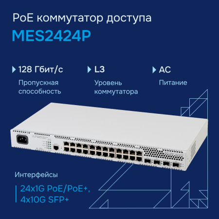 Коммутатор доступа PoE MES2424P СГЭП
