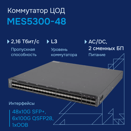 Коммутатор агрегации 10G MES5300-48 Eltex СГЭП