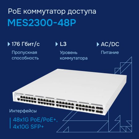 Коммутатор доступа PoE MES2300-48P СГЭП