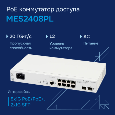 Коммутатор доступа PoE MES2408PL СГЭП